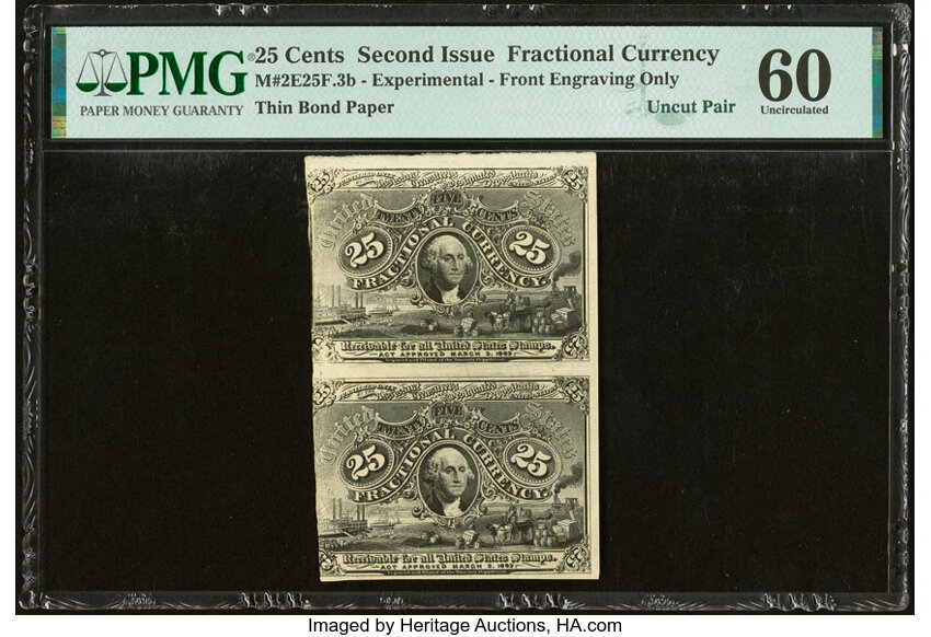  25c Head of George Washington in Bronze Oval Frame (Fr. 1283) thumbnail 5