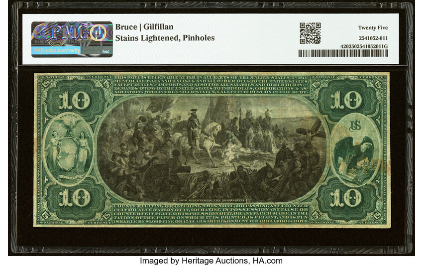1875 $10  1st Charter Period, Scalloped Seal (Fr. 420) thumbnail 10