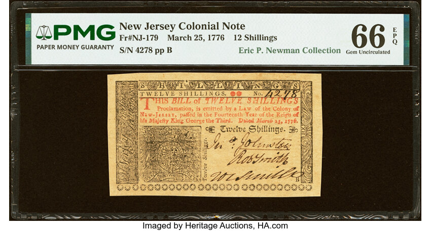 Mar 25, 1776 12s New Jersey (Fr. NJ179) thumbnail 2