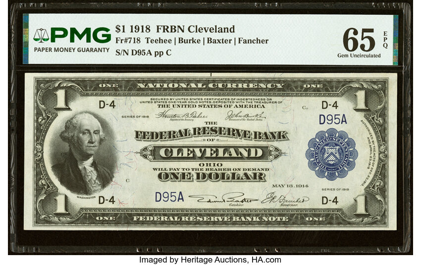 1918 $1  Cleveland (Fr. 718) thumbnail 3