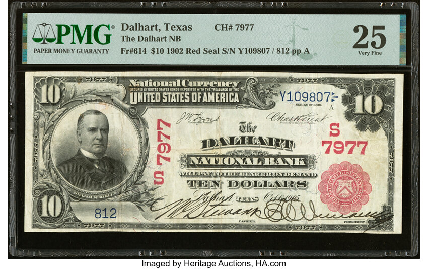 1902 $10  3rd Charter Period, 1st Issue, Red Seal (Fr. 614) thumbnail 3