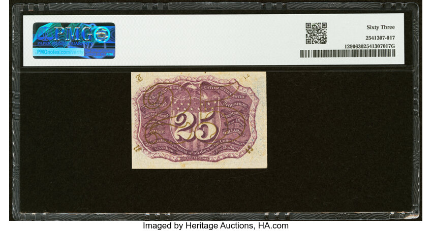  25c Head of George Washington in Bronze Oval Frame (Fr. 1290) thumbnail 14