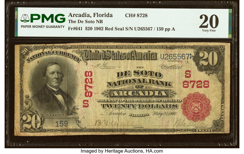 1902 $20  3rd Charter Period, 1st Issue, Red Seal (Fr. 641) thumbnail 2
