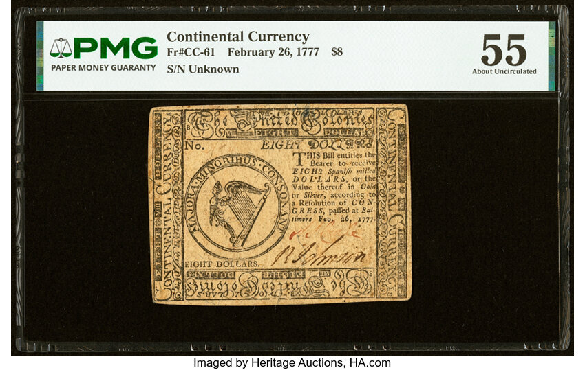 Feb 26, 1777 $8  Continental Congress, Baltimore (Fr. CC61) thumbnail 2