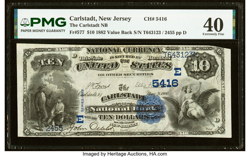 1882 $10  2nd Charter Period, 3rd Issue, Value Back (Fr. 577) thumbnail 5