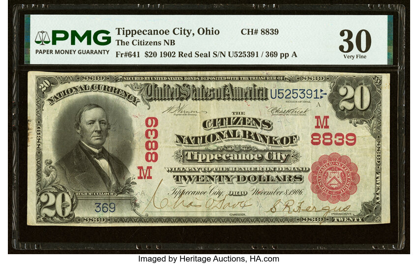1902 $20  3rd Charter Period, 1st Issue, Red Seal (Fr. 641) thumbnail 3