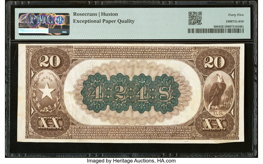 1882 $20  2nd Charter Period, 1st Issue, Brown Back (Fr. 498) thumbnail 16