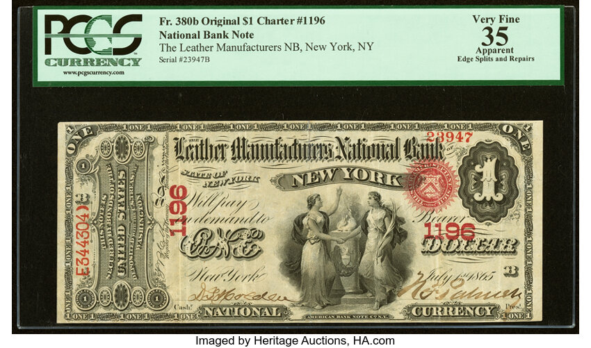 Original $1  1st Charter Period, Seal With Rays (Fr. 380b) thumbnail 6