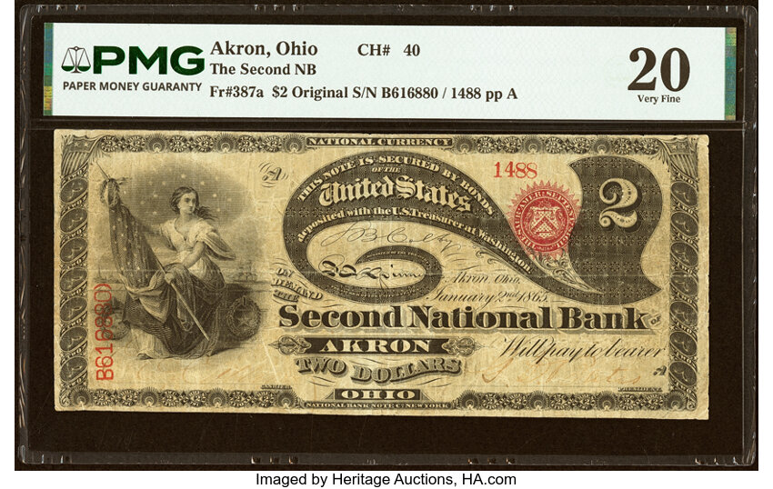 Original $2  1st Charter Period, Seal With Rays (Fr. 387a) thumbnail 3