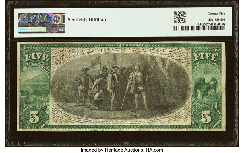 1875 $5  1st Charter Period, Scalloped Seal (Fr. 404) thumbnail 13