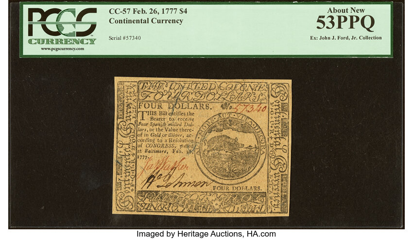 Feb 26, 1777 $4  Continental Congress, Baltimore (Fr. CC57) thumbnail 2