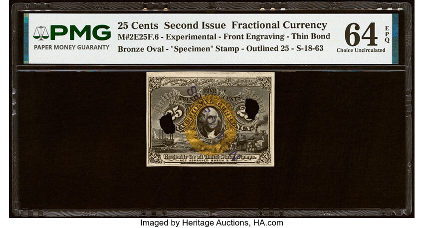  25c Head of George Washington in Bronze Oval Frame (Fr. 1283) thumbnail 16