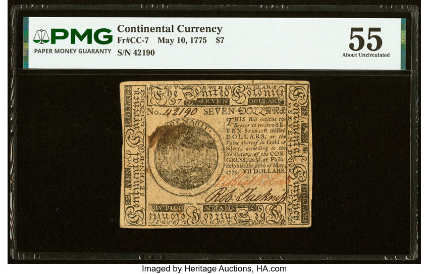 May 10, 1775 $7  Continental Currency (Fr. CC7) thumbnail 2