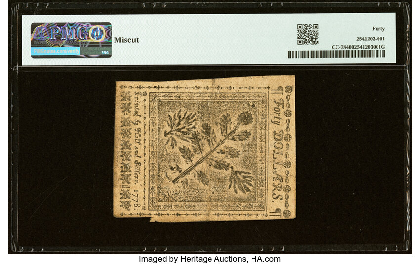 Apr 11, 1778 $40  Continental Congress, Yorktown (Fr. CC78) thumbnail 3