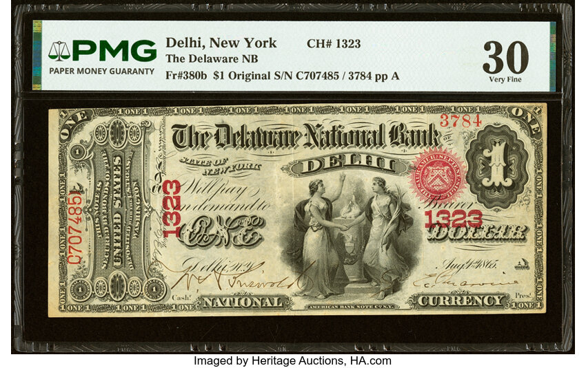 Original $1  1st Charter Period, Seal With Rays (Fr. 380b) thumbnail 4