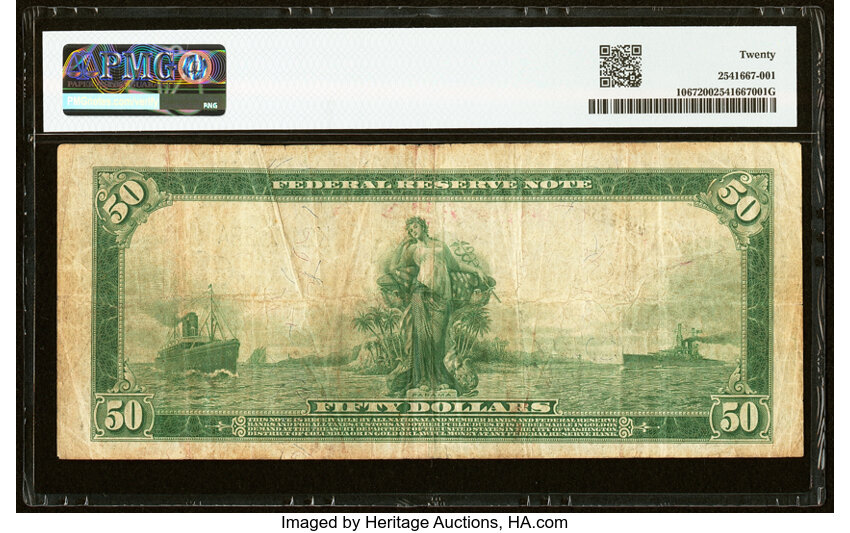 1914 $50  Blue Seal, Dallas (Fr. 1067) thumbnail 3
