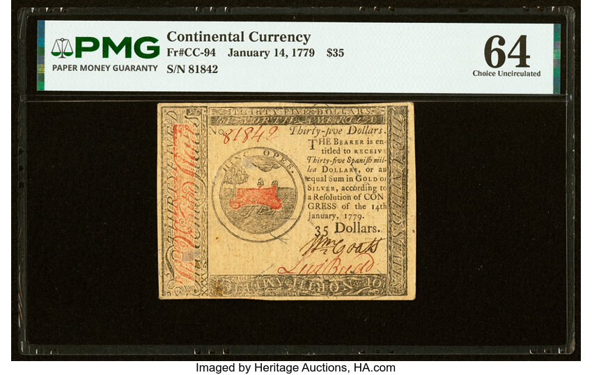Jan 14, 1779 $35  Continental Congress (Fr. CC94) thumbnail 2