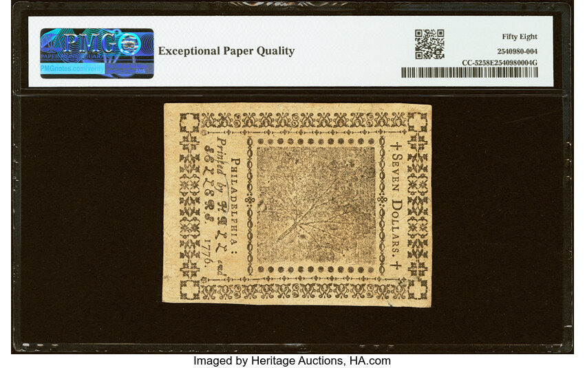 Nov 2, 1776 $7  Continental Congress (Fr. CC52) thumbnail 6