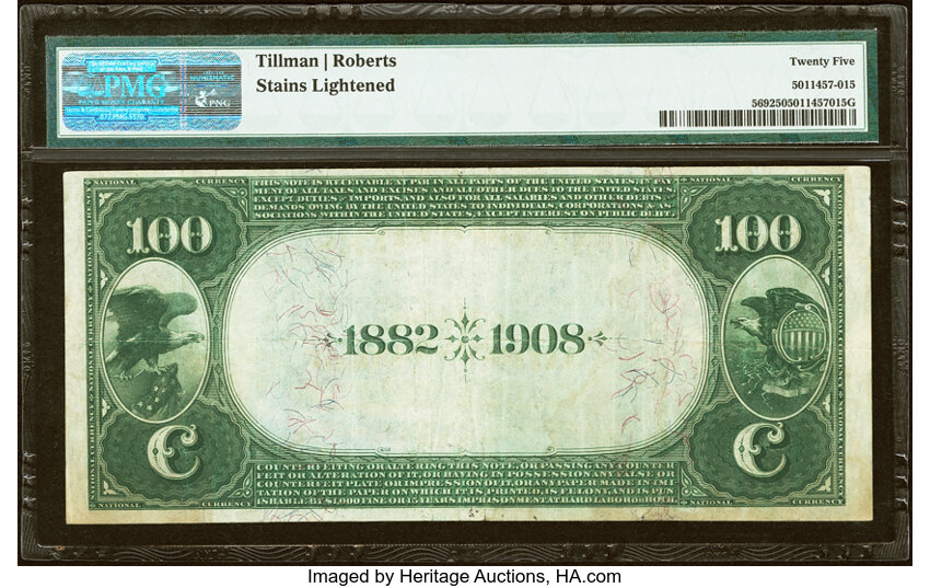 1882 $100  2nd Charter Period, 2nd Issue, Date Back (Fr. 569) thumbnail 3