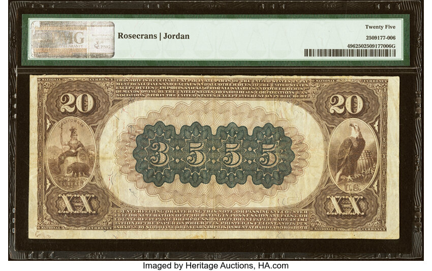 1882 $20  2nd Charter Period, 1st Issue, Brown Back (Fr. 496) thumbnail 6