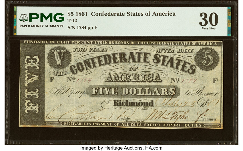 1861 $5  Blue Reverse (Fr. T12) thumbnail 2