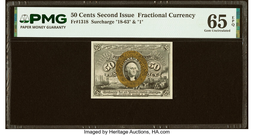  50c Head of George Washington in Bronze Oval Frame (Fr. 1318) thumbnail 2