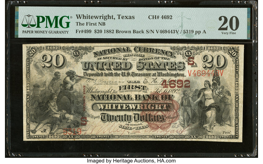 1882 $20  2nd Charter Period, 1st Issue, Brown Back (Fr. 499) thumbnail 4