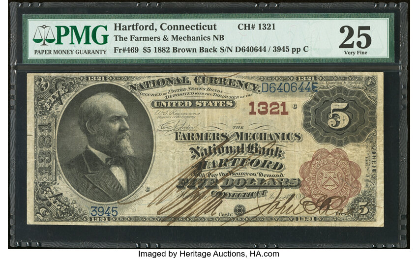 1882 $5  2nd Charter Period, 1st Issue, Brown Back (Fr. 469) thumbnail 8