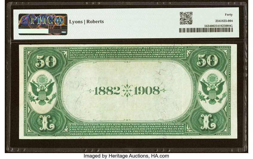 1882 $50  2nd Charter Period, 2nd Issue, Date Back (Fr. 563) thumbnail 6