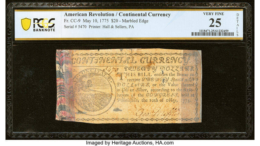 May 10, 1775 $20  Continental Currency, Marbled Edge (Fr. CC9) thumbnail 3