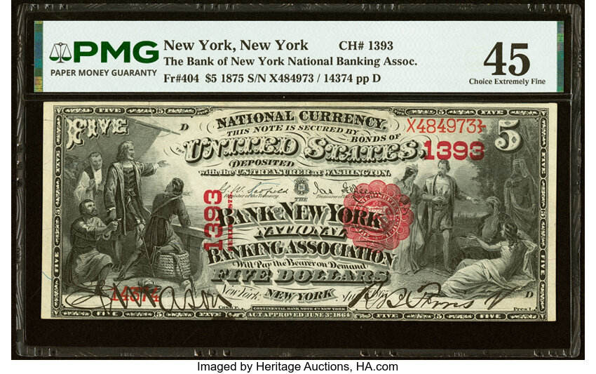 1875 $5  1st Charter Period, Scalloped Seal (Fr. 404) thumbnail 4