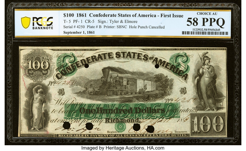 1861 $100  Richmond (Fr. T5) thumbnail 3