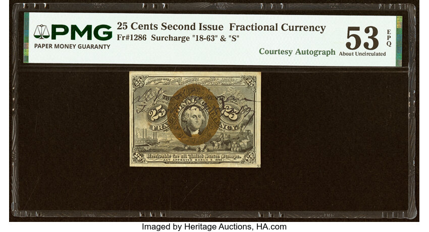  25c Head of George Washington in Bronze Oval Frame (Fr. 1286) thumbnail 4