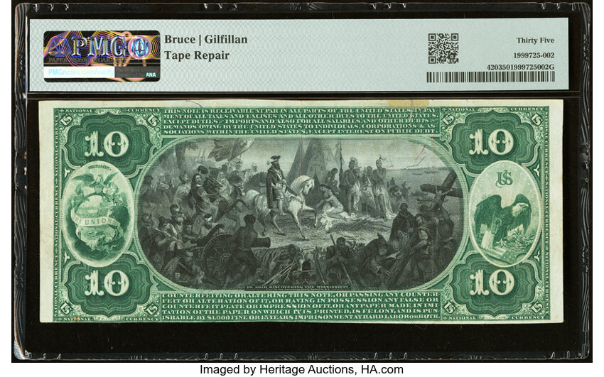 1875 $10  1st Charter Period, Scalloped Seal (Fr. 420) thumbnail 12
