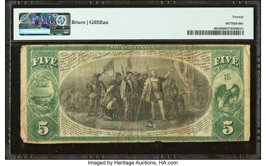 1875 $5  1st Charter Period, Scalloped Seal (Fr. 405) thumbnail 16