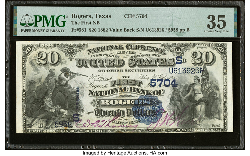 1882 $20  2nd Charter Period, 3rd Issue, Value Back (Fr. 581) thumbnail 7