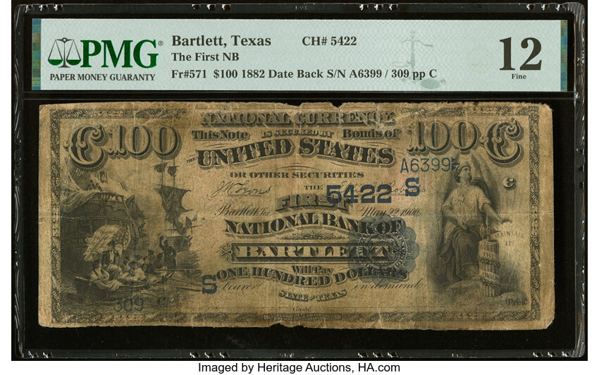 1882 $100  2nd Charter Period, 2nd Issue, Date Back (Fr. 571) thumbnail 3