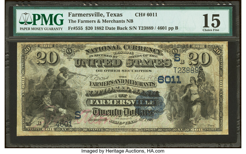 1882 $20  2nd Charter Period, 2nd Issue, Date Back (Fr. 555) thumbnail 5