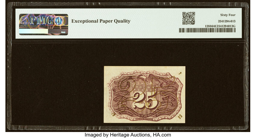  25c Head of George Washington in Bronze Oval Frame (Fr. 1288) thumbnail 6