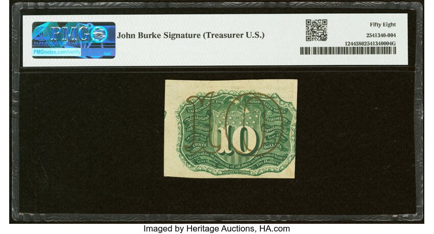 10c Head of George Washington in Bronze Oval Frame (Fr. 1244) thumbnail 19