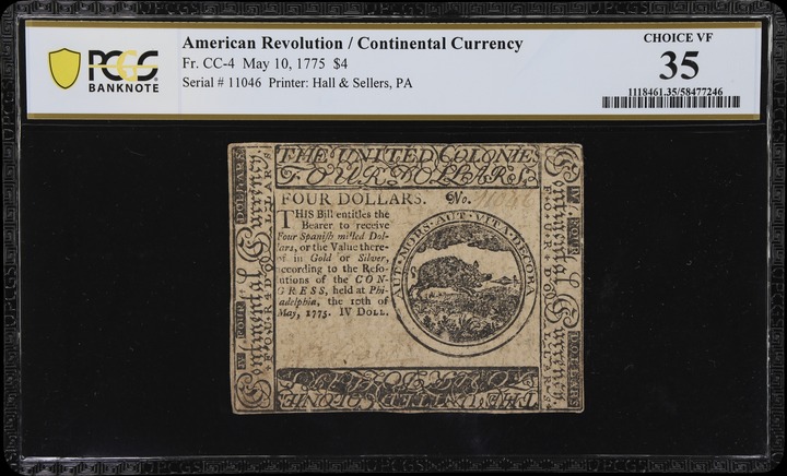 May 10, 1775 $4  Continental Currency (Fr. CC4) thumbnail 2