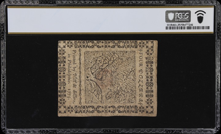 May 10, 1775 $4  Continental Currency (Fr. CC4) thumbnail 7