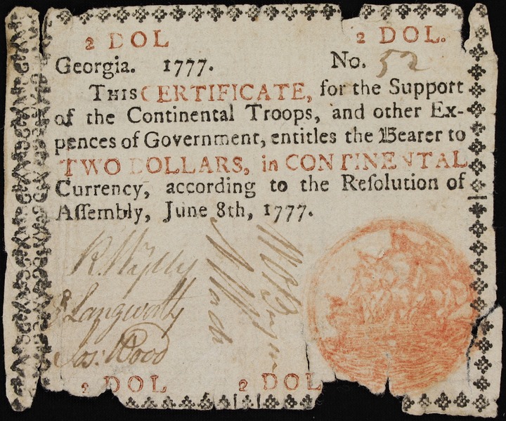 Jun 8, 1777 $2  Georgia (Fr. Ga104a) thumbnail 2