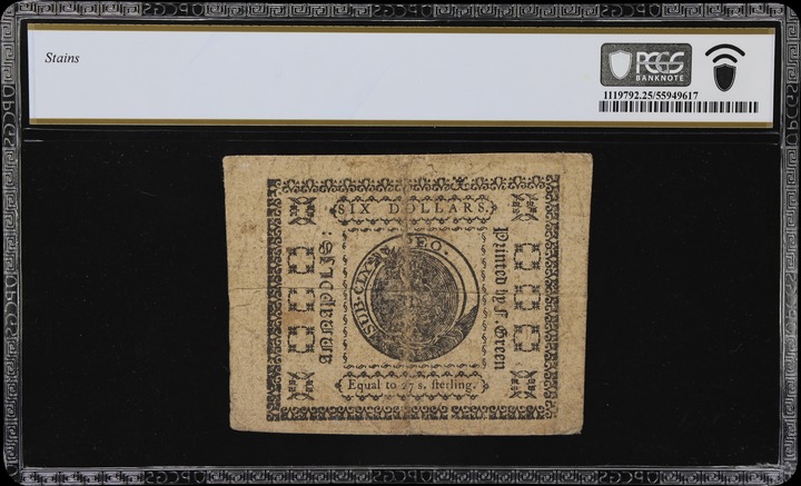 Aug 14, 1776 $6  Maryland (Fr. MD101) thumbnail 6