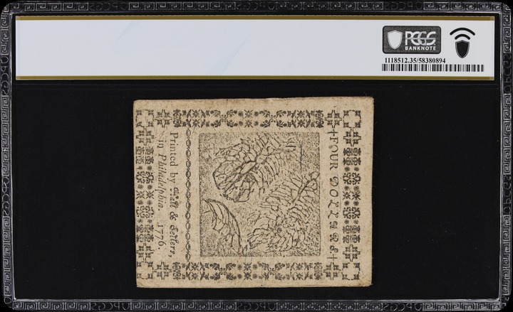 Feb 17, 1776 $4  Continental Congress (Fr. CC26) thumbnail 13