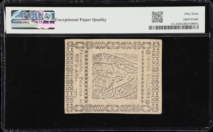 May 10, 1775 $3  Continental Currency (Fr. CC3) thumbnail 9