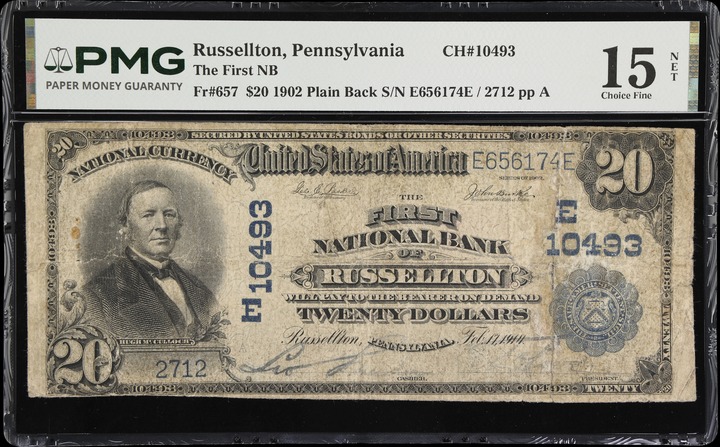 1902 $20  3rd Charter Period, 3rd Issue, Plain Back (Fr. 657) thumbnail 9