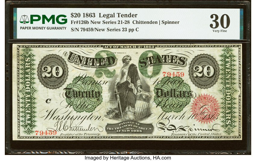 1863 $20  Seal Type 2 (Fr. 126b) thumbnail 3