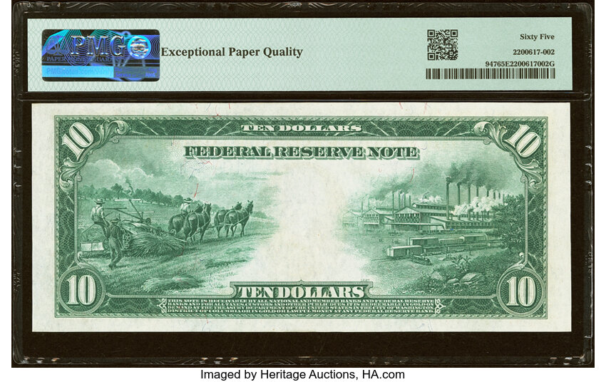 1914 $10  Blue Seal, Dallas (Fr. 947) thumbnail 4