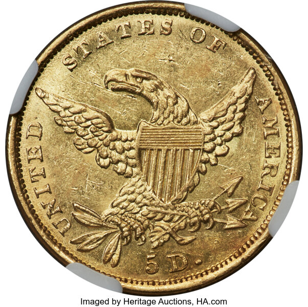 1834 $5  Classic Head, Plain 4, HM-1 MS thumbnail 5